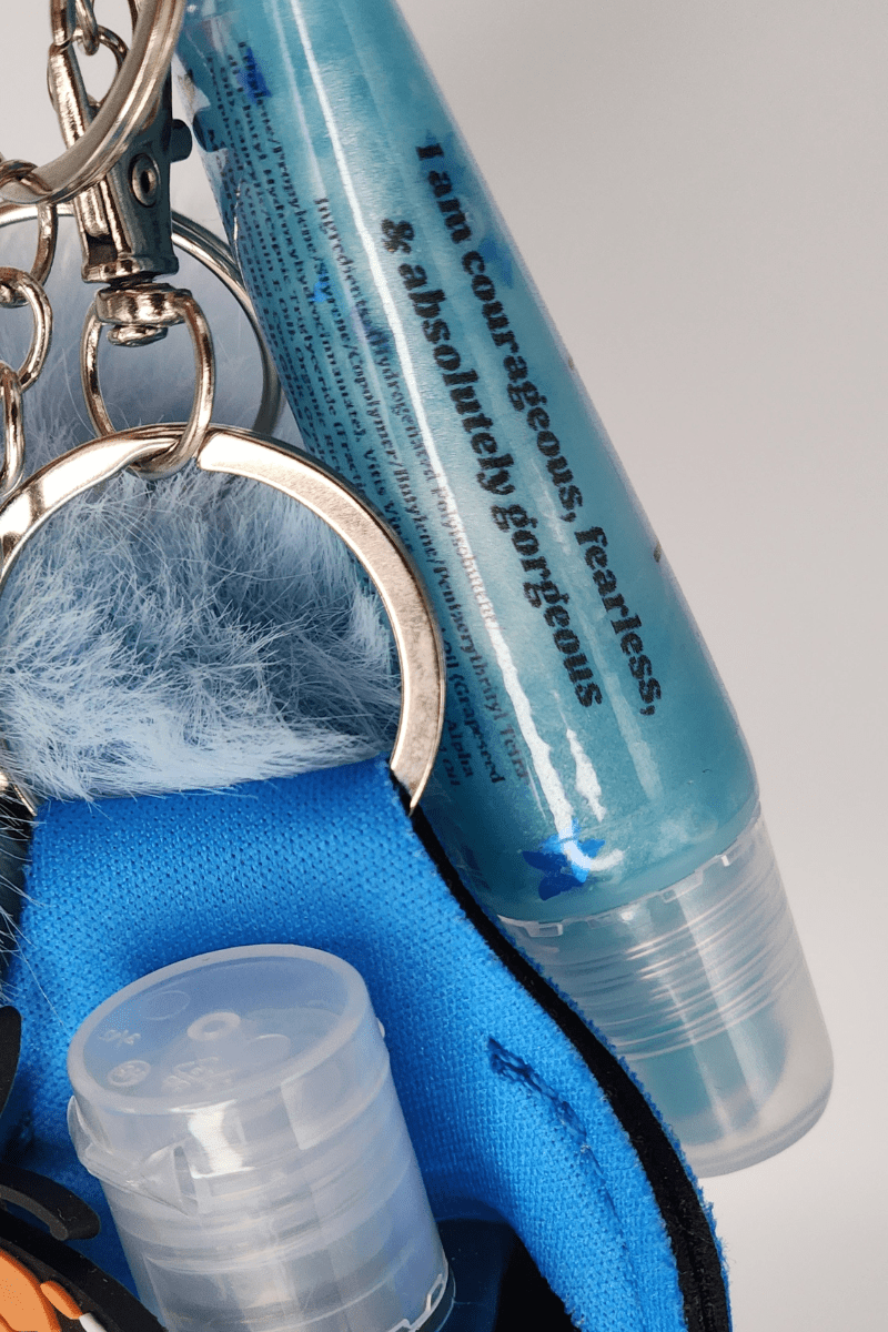 CV-20 Multi Flower Blue Key Chain Sanitizer Holder – girliegirloriginals